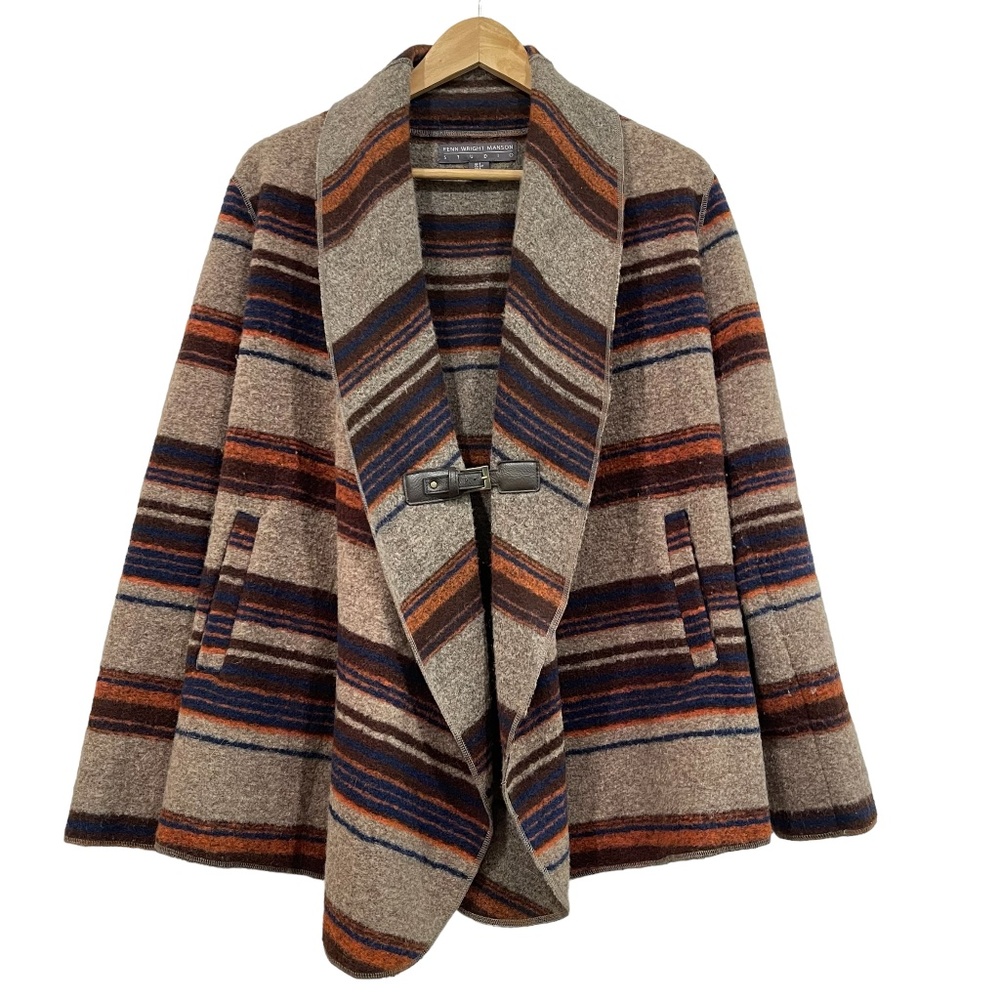 Fenn Wright Manson Women's Wool Cardigan Front Pockets Belt Closure, Size Small